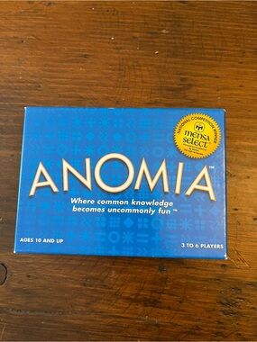 Anomia Card Game - Blue Box with Gold Accents